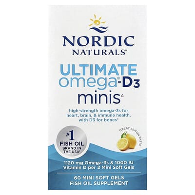 Ultimate Omega®-D3 Minis, вкус лимона, 60 мини мягких капсул