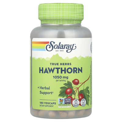 True Herbs, боярышник, 180 веганских капсул (525 mg на капсулу)