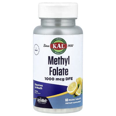 Метилфолат KAL Lemon 1,000 mcg DFE 60 таблеток