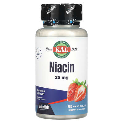Ниацин KAL, клубника, 25 mg, 200 микротаблеток