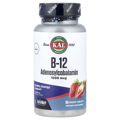 B-12 Adenosylcobalamin, Клубника, 1,000 mcg, 90 микротаблеток