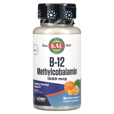 KAL B-12 Methylcobalamin, Natural Tangerine, 1,000 mcg, 90 микротаблеток