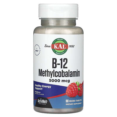 Метилкобаламин B-12, малина, 5,000 mcg, 90 микротаблеток