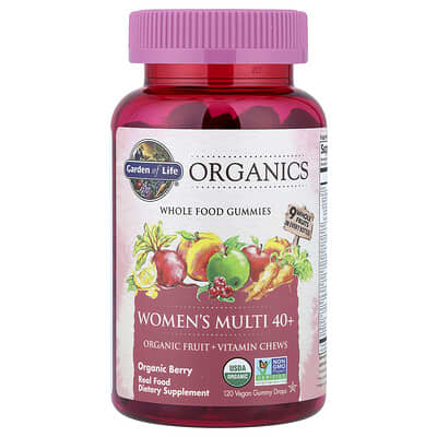 Garden of Life Organics Женские мультивитамины 40+ Gummies, органическая ягода, 120 веганских мармеладных капсул