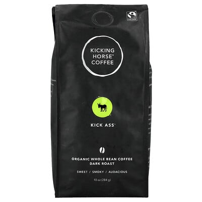 Kick Ass®, Organic Whole Bean Coffee, Dark Roast, 10 oz (284g)