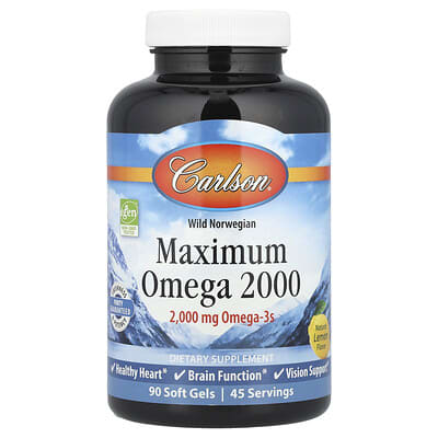 Wild Norwegian, Maximum Omega 2000, Natural Lemon, 90 Soft Gels (1,000 mg per Soft Gel)