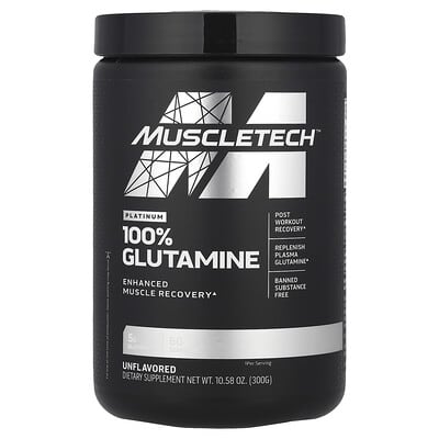 Platinum 100% Glutamine, без вкуса, 10.58 oz (300 g)