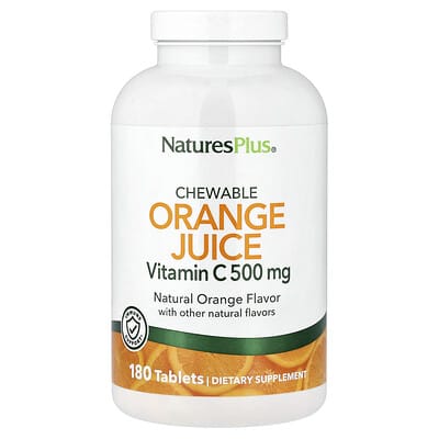 Жевательные таблетки NaturesPlus с апельсиновым соком и витамином C, натуральный апельсин, 180 таблеток
