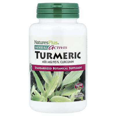 NaturesPlus Herbal Actives, Turmeric, 400 mg, 60 капсул