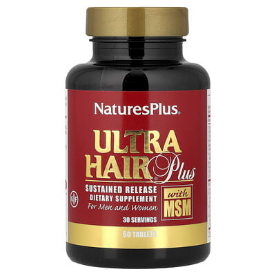 NaturesPlus Ultra Hair Plus с MSM, для мужчин и женщин, 60 таблеток