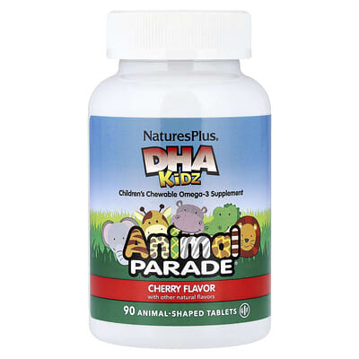 Детская добавка Omega-3 Animal Parade®, DHA, вишня, 90 таблеток в форме животных