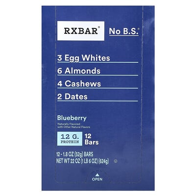 Protein Bar, Blueberry, 12 Bars, 1.8 oz (52 g) Each