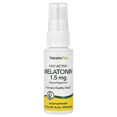 Быстродействующий мелатонин, Natural Peppermint, 2 fl oz (59.14 ml)