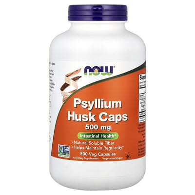 NOW Foods капсулы с шелухой подорожника, 500 mg, 500 веганских капсул