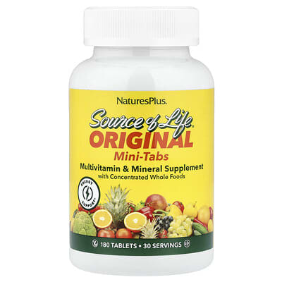Source of Life® Original Mini-Tabs, мультивитаминный и минеральный комплекс с концентрированными цельными продуктами, 180 таблеток