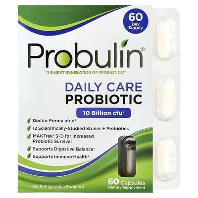 Ежедневный пробиотик Daily Care, 10 Billion CFU, 60 Capsules