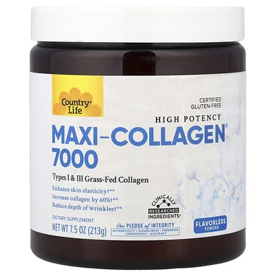 Maxi-Collagen® 7000 порошок, высокой концентрации, без вкуса, 7.5 oz (213 g)