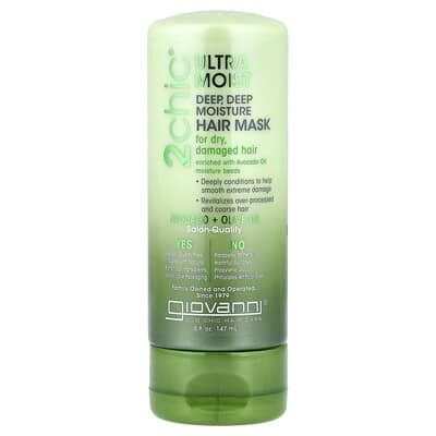 Маска для волос 2chic®, Ultra-Moist Deep Deep Moisture, для сухих поврежденных волос, авокадо + оливковое масло, 5 fl oz (147 ml)
