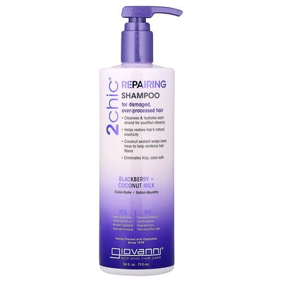 2chic®, Repairing Shampoo, For Damaged, Over-Processed Hair, Blackberry + Coconut Milk, 24 fl oz (710 ml)