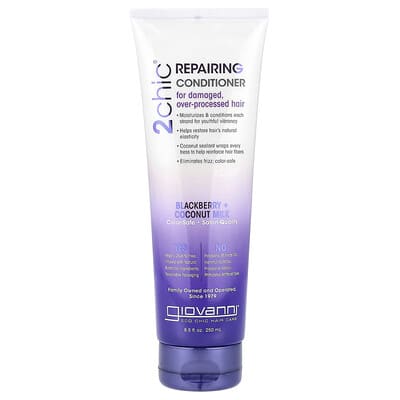 Кондиционер для волос 2chic® Repairing, для поврежденных волос, ежевика + кокосовое молоко, 8.5 fl oz (250 ml)