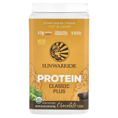 Протеин Sunwarrior Classic Plus Chocolate, 1.65 lb (750 g)