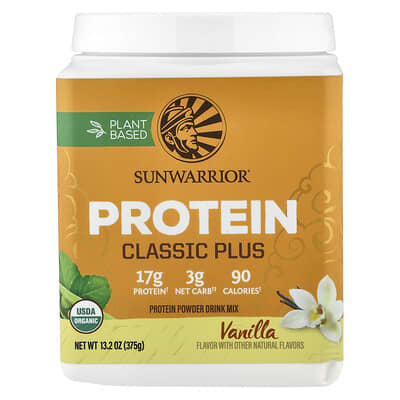 Sunwarrior Classic Plus Protein, ваниль, 13.2 oz (375 g)