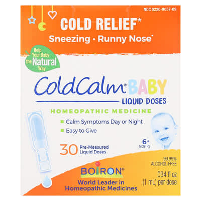 Детское средство Cold Calm, жидкие дозы, от простуды, 6+ месяцев, 30 доз по 0.034 fl oz (1 ml)