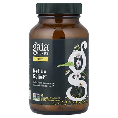 Gaia Herbs Reflux Relief®, 45 жевательных таблеток