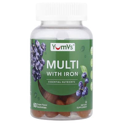 Желе с мультивитаминами YumVs Multi with Iron Grape 60 Gummies