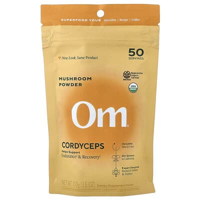 Om Mushrooms Mushroom Powder, порошок грибов Cordyceps, 3.5 oz (100 g)