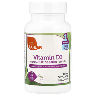 Vitamin D3, 1,250 mcg (50,000 IU), 120 Capsules