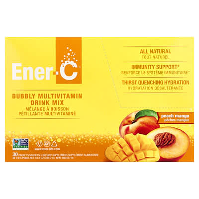 Bubbly Multivitamin Drink Mix, Peach Mango, 30 Packets, 0.3 oz (9.64 g) Each