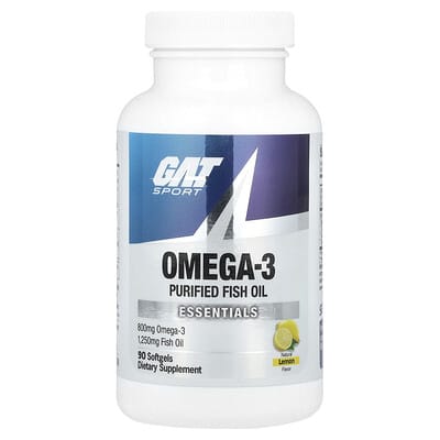 GAT Sport, Omega-3, натуральный лимон, 90 мягких капсул