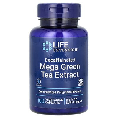 Экстракт зеленого чая Life Extension, без кофеина, 100 вегетарианских капсул (725 mg на капсулу)