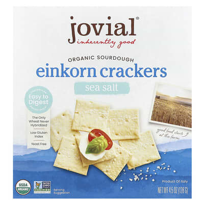Organic Sourdough Einkorn Crackers, Sea Salt, 4.5 oz (128 g)