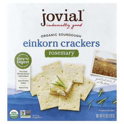 Organic Sourdough Einkorn Crackers, Rosemary, 4.5 oz (128 g)