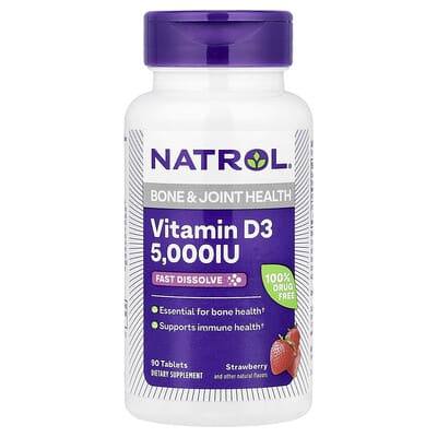 Витамин D3 Natrol Strawberry, 5,000 IU, 90 таблеток