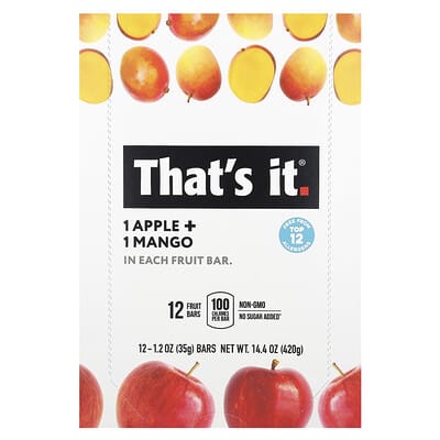 Фруктовые батончики That's It Apple + Mangoes, 12 шт. по 1.2 oz (35 g)