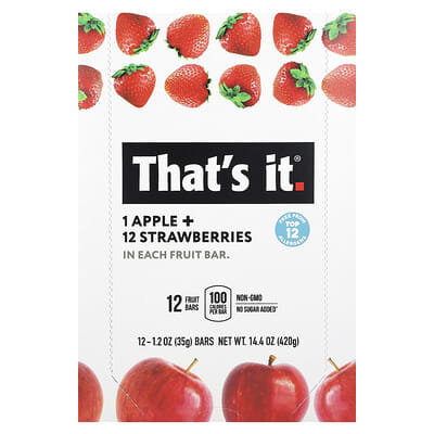 Фруктовые батончики Apple + Strawberries, 12 шт. по 1.2 oz (35 g)