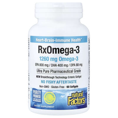 Natural Factors RxOmega-3, 60 мягких капсул (630 mg на капсулу)