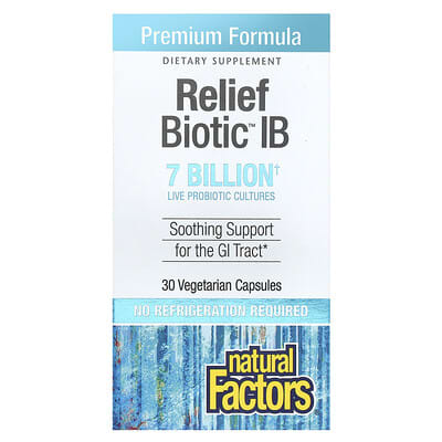 Natural Factors ReliefBiotic™ IB, 7 Billion, 30 вегетарианских капсул