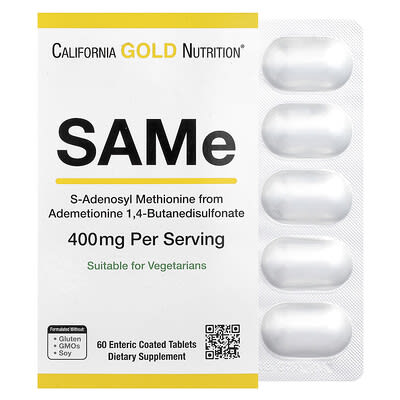 SAMe, Butanedisulfonate, 400 mg, 60 таблеток с кишечнорастворимой оболочкой