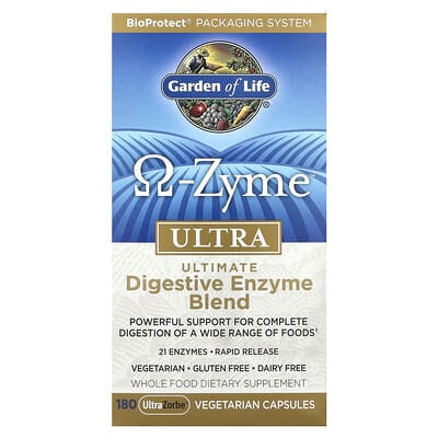 Garden of Life O-Zyme™ Ultra, Ultimate Digestive Enzyme Blend, 180 UltraZorbe™ вегетарианских капсул