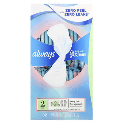 Прокладки Always Infinity Flex Foam с Flexi-Wings™, размер 2, для обильных выделений, без запаха, 32 шт