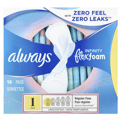 Always Infinity Flex Foam с крылышками, размер 1, Regular Flow, без ароматизаторов, 18 шт