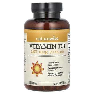 Vitamin D3, 125 mcg (5,000 IU), 360 Softgels