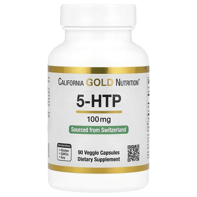 5-HTP, поддержка настроения, экстракт Griffonia Simplicifolia из Швейцарии, 100 mg, 90 вегетарианских капсул