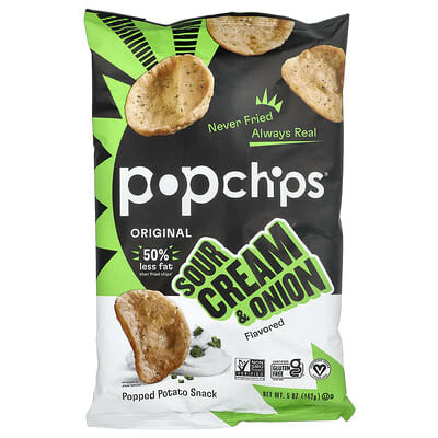 Чипсы Popchips Original, Sour Cream & Onion, 5 oz (142 g)