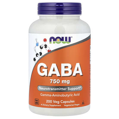 GABA, 750 mg, 200 вегетарианских капсул