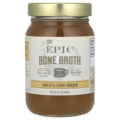 Epic Bar Костный бульон, Homestyle Savory Chicken, 14 fl oz (414 ml)